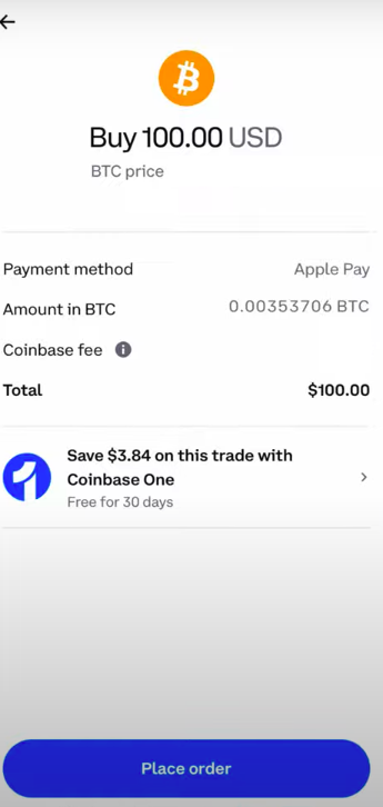 Buying crypto on Coinbase with Apple Pay
