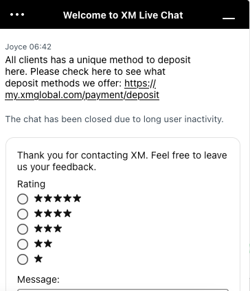 XM ग्राहक सेवा द्वारा ऐपल पे उपलब्धता पर प्रतिक्रिया