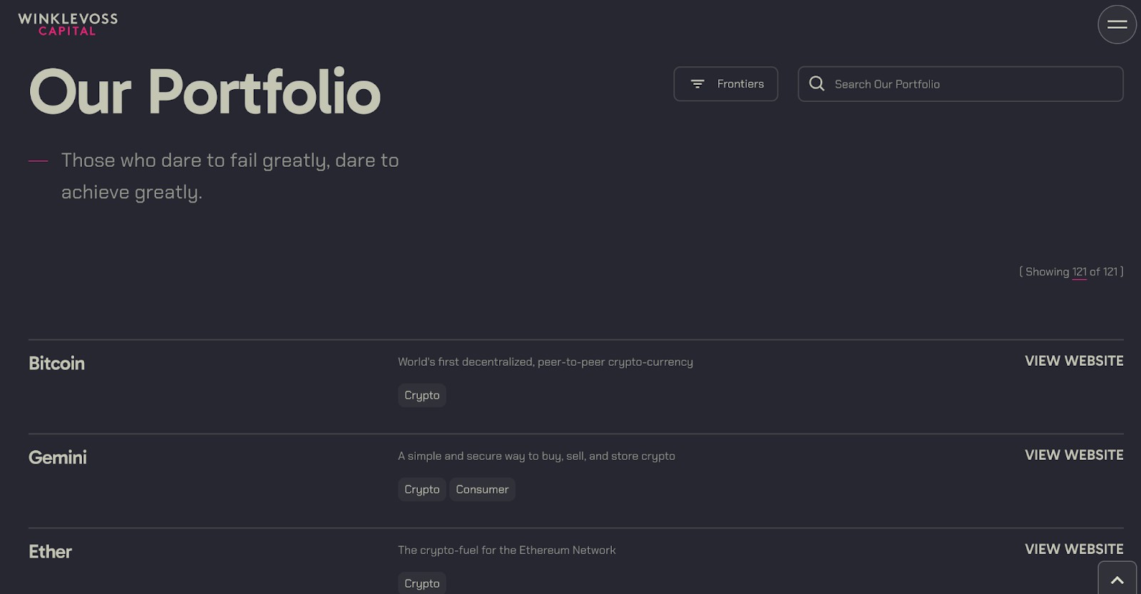 Top-3 investments in Winklevoss portfolio