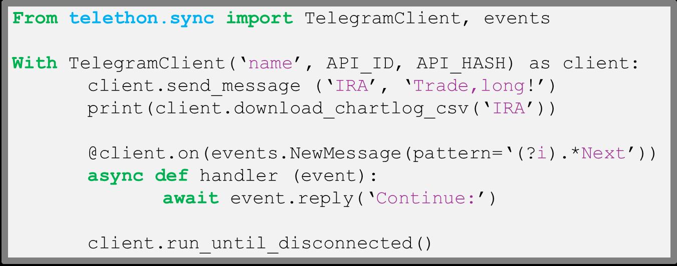 Şəkil 1: Python kodu Telegram Client API-nə giriş etmək (müəllifin təsviri)