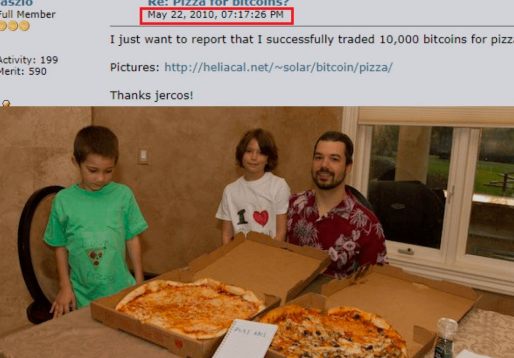 Laszlo Hanech bought 2 pizzas for 10 thousand Bitcoins