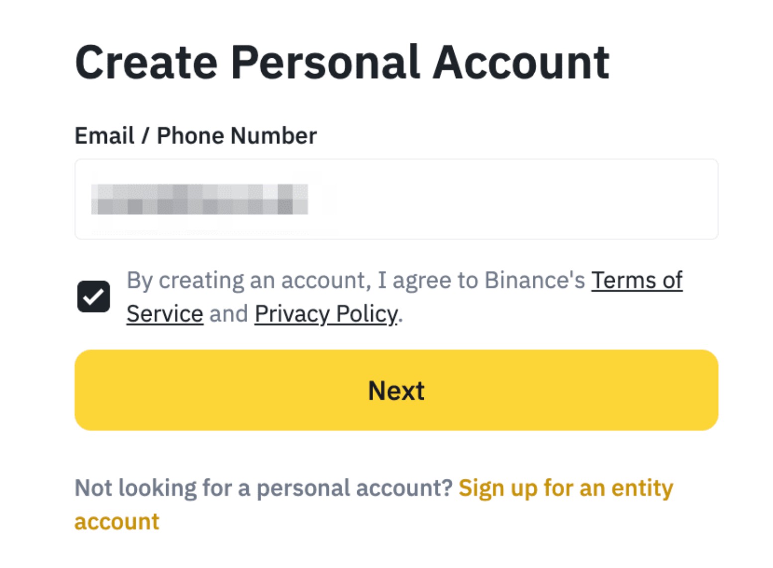 Sign up for a <span translate="no">Binance</span> account
