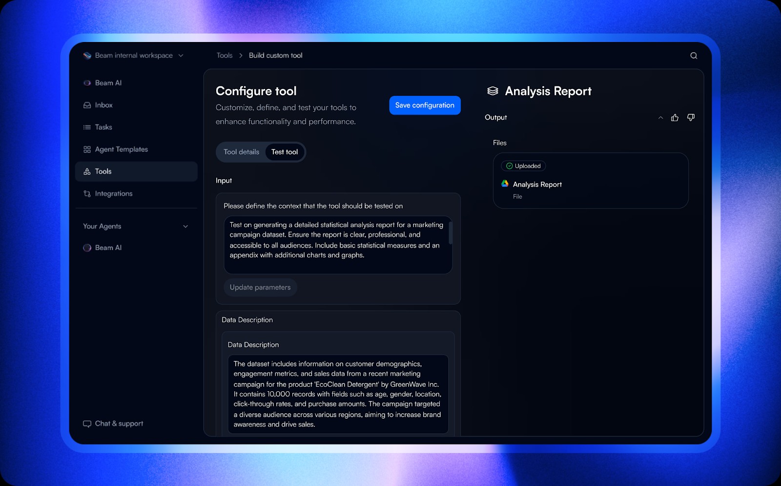 Data analysis & insights at <span translate="no">Beam</span> AI