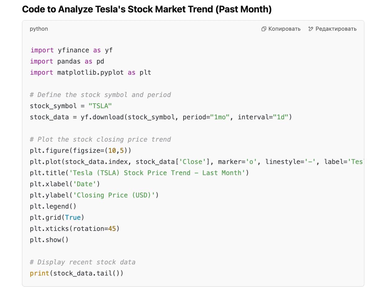 Code to Analyze Tesla's Stock Market Trend