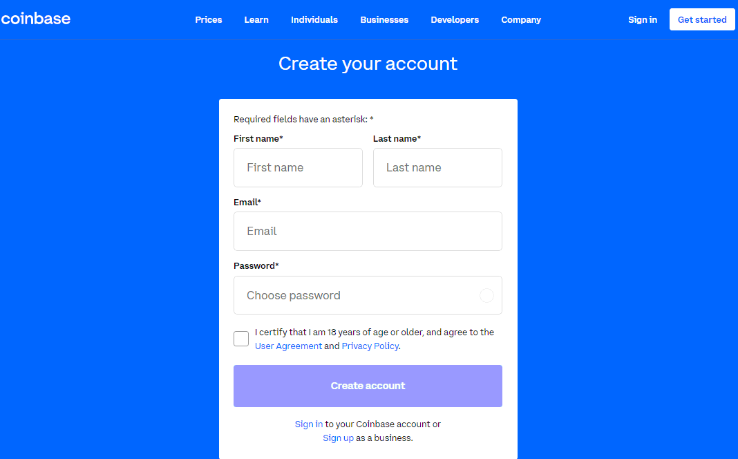 How to Open Account on Coinbase