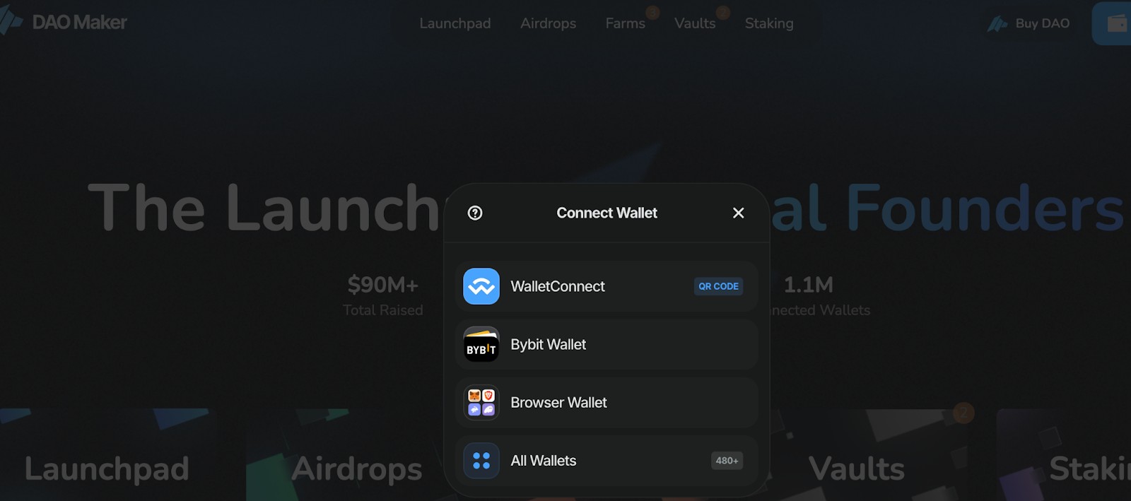 Choosing a wallet on the DAO Maker platform