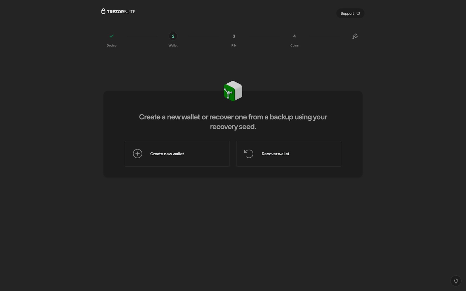 Create or recover wallet