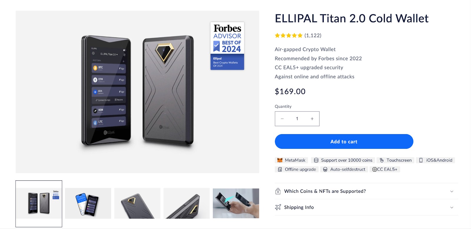 <span translate="no">ELLIPAL Titan</span> 2.0 cold wallet