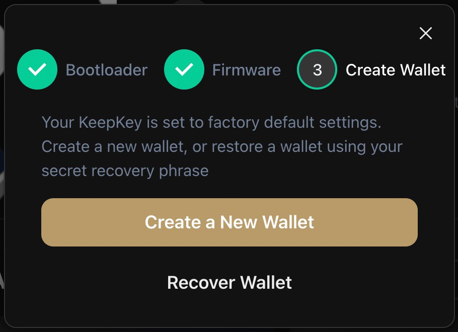 Create a new KeepKey wallet