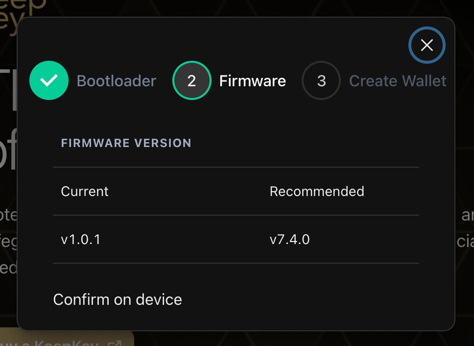 Install the firmware updates on your KeepKey wallet