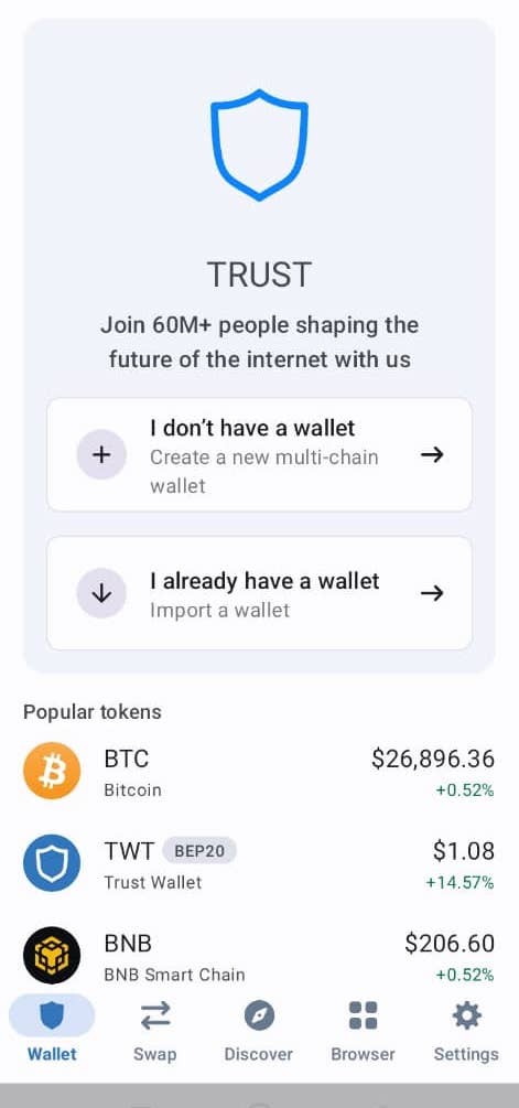 <span translate="no"><span translate="no">Trust</span> Wallet</span> dashboard