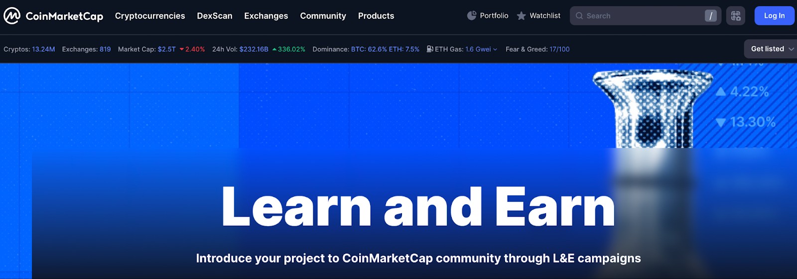 <span translate="no">CoinMarketCap</span> Earn