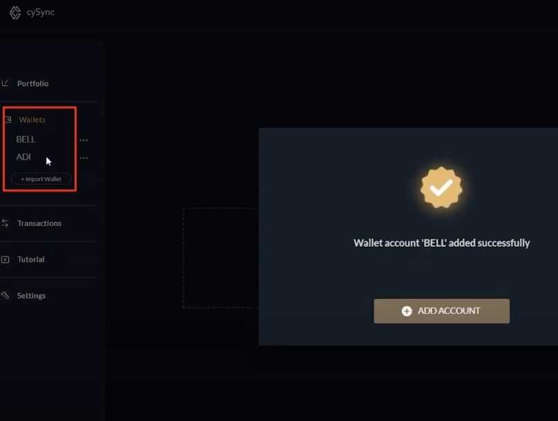 Adding account