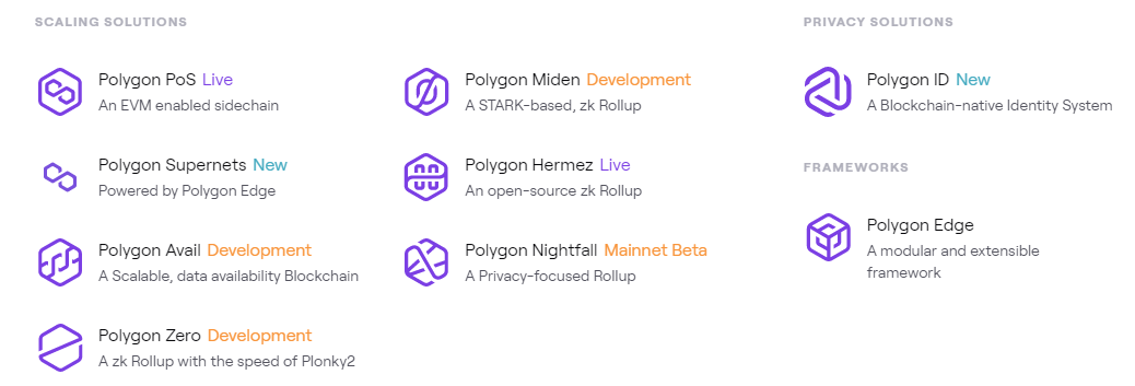 Products of the Polygon ecosystem