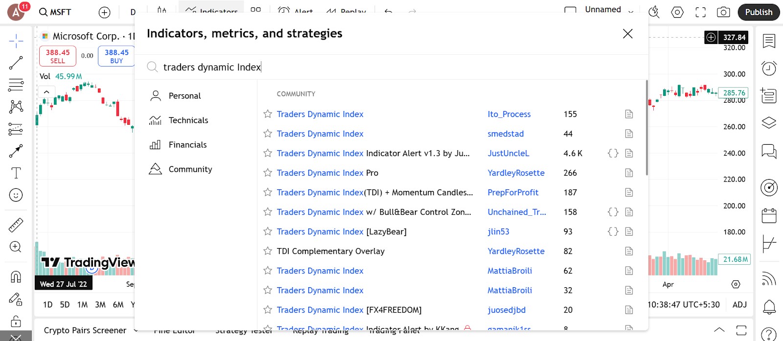 Access the indicator