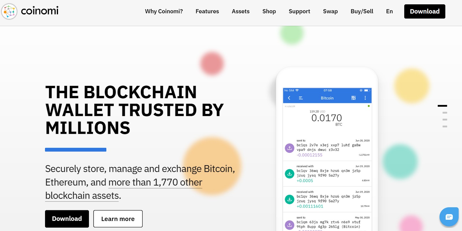 Криптовалютний гаманець Coinomi