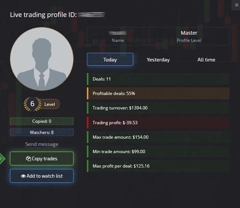 Selecting a trader to copy
