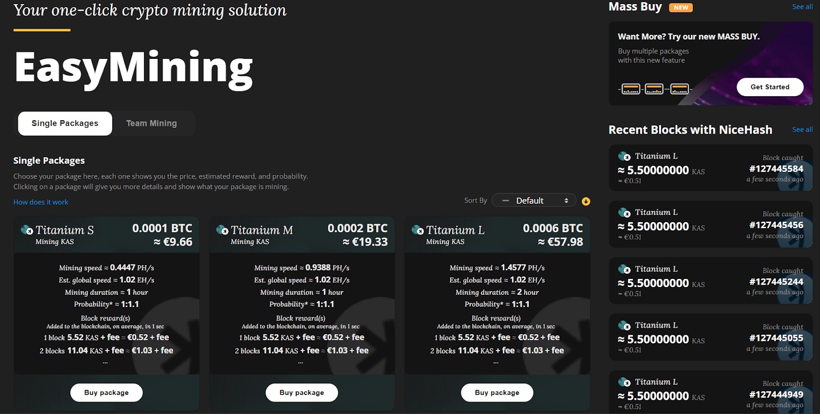 Умови хмарного майнінгу на платформі EasyMining від NiceHash