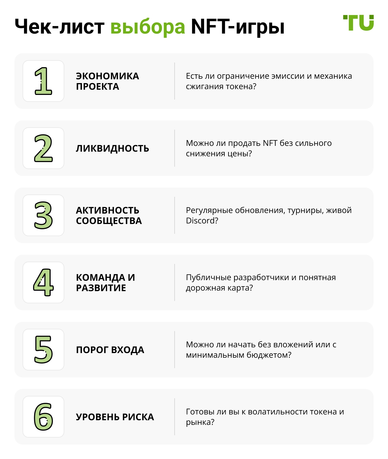 Чек-лист выбора NFT-игры