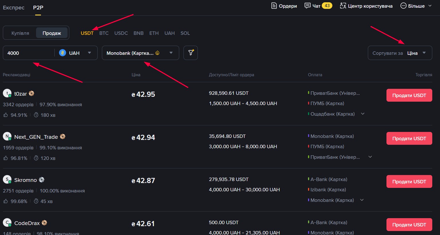 Фільтри на Binance