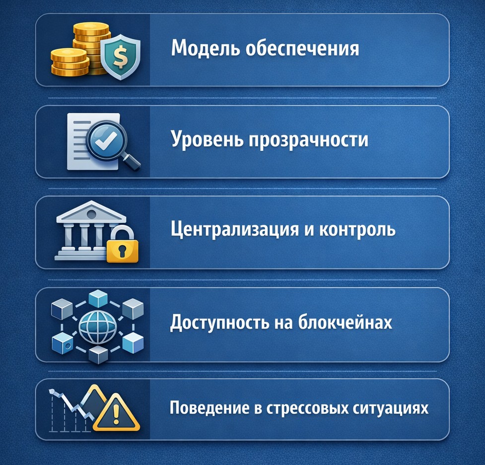 Основные отличия стейблкоинов