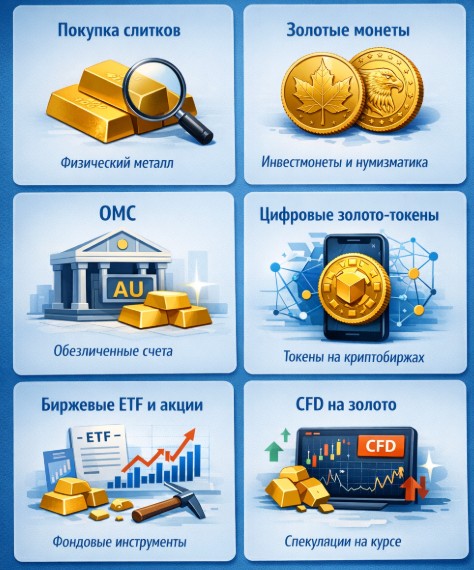 Основные способы инвестиций в золото