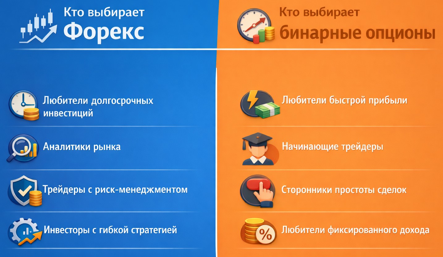 Кто выбирает Форекс и кто выбирает бинарные опционы