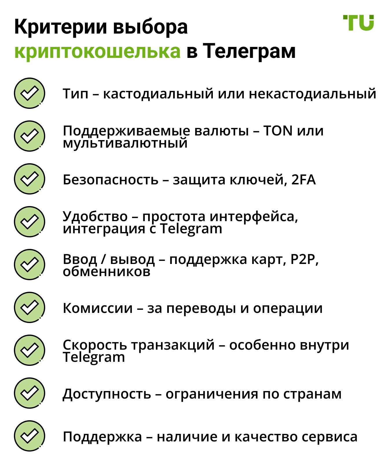 Критерии выбора криптокошелька в Телеграм