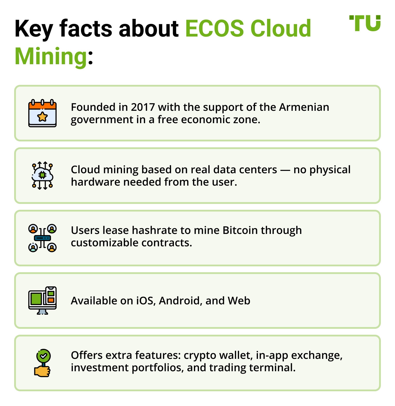 Key facts about ECOS Cloud Mining