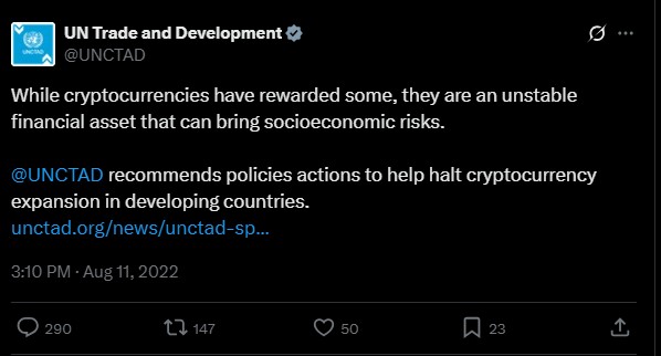UNCTAD's warning against crypto
