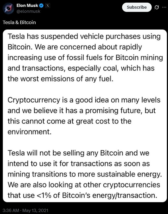 Elon Musk showing environmental concerns
