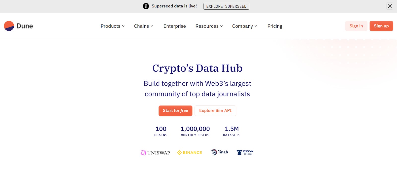 Интерфейс Dune Analytics