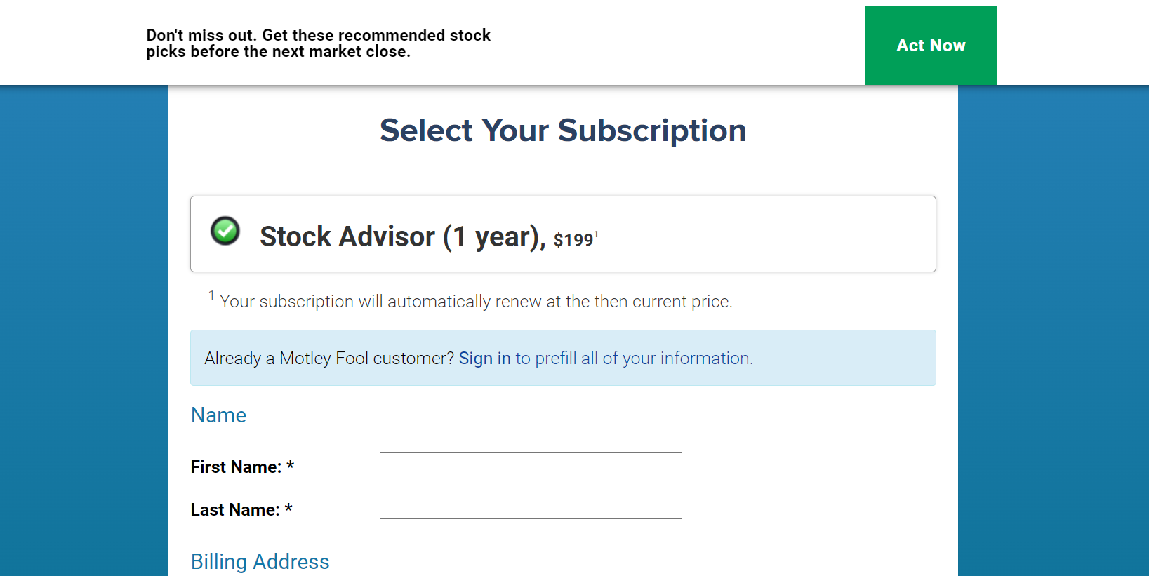Choose a subscription plan