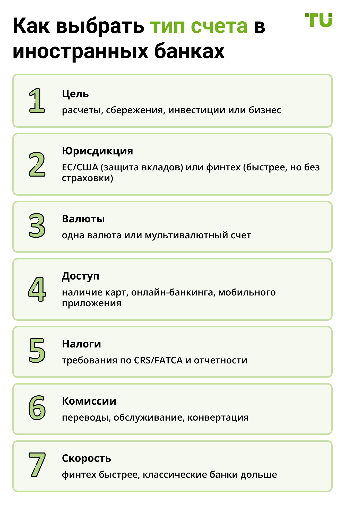 Как выбрать тип счета в иностранных банках