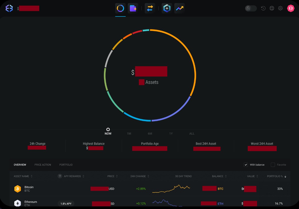 Интерфейс кошелька Exodus