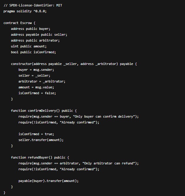 Приклад смартконтракту на Solidity