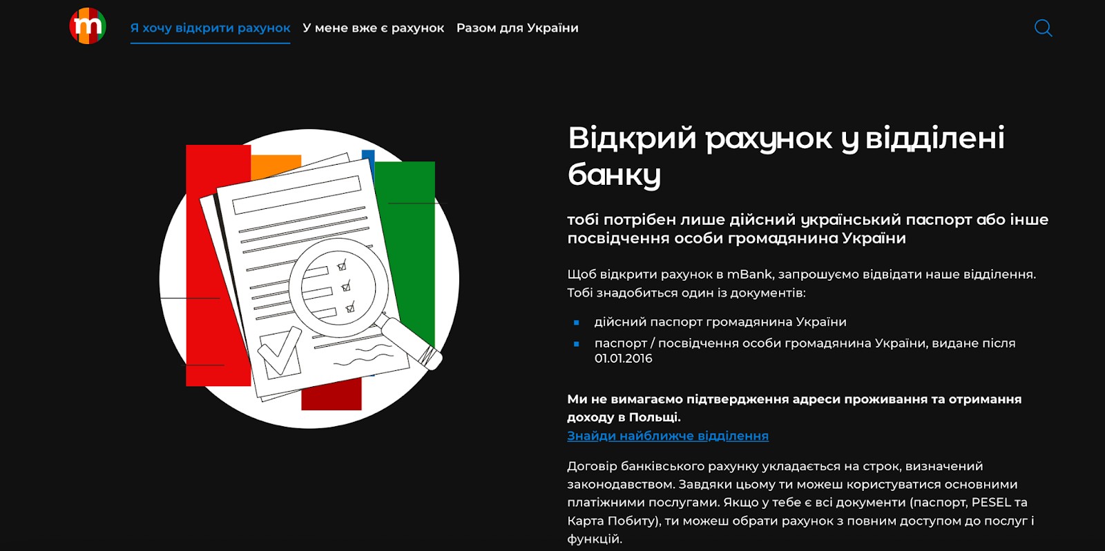 Пакет документів для відкриття рахунку на прикладі mBank