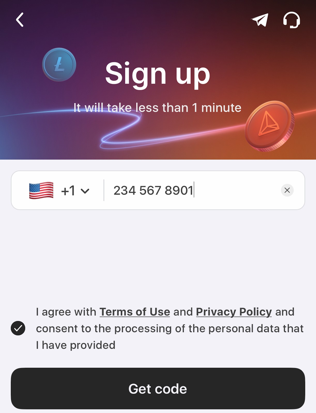 Register using your phone number
