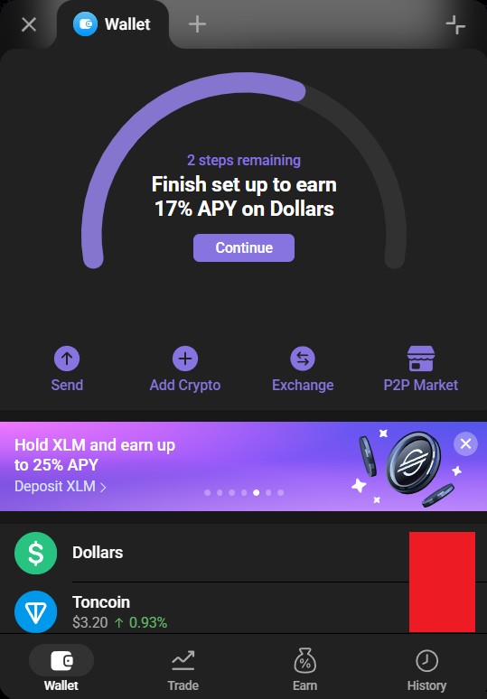 Интерфейс криптокошелька на примере Telegram Wallet