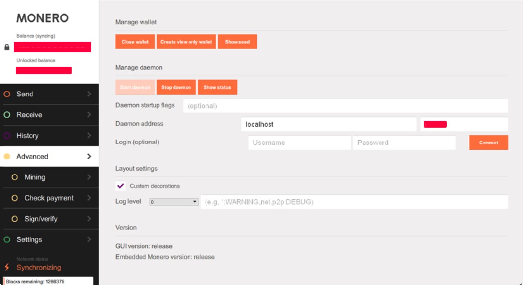 Гаманець Monero GUI