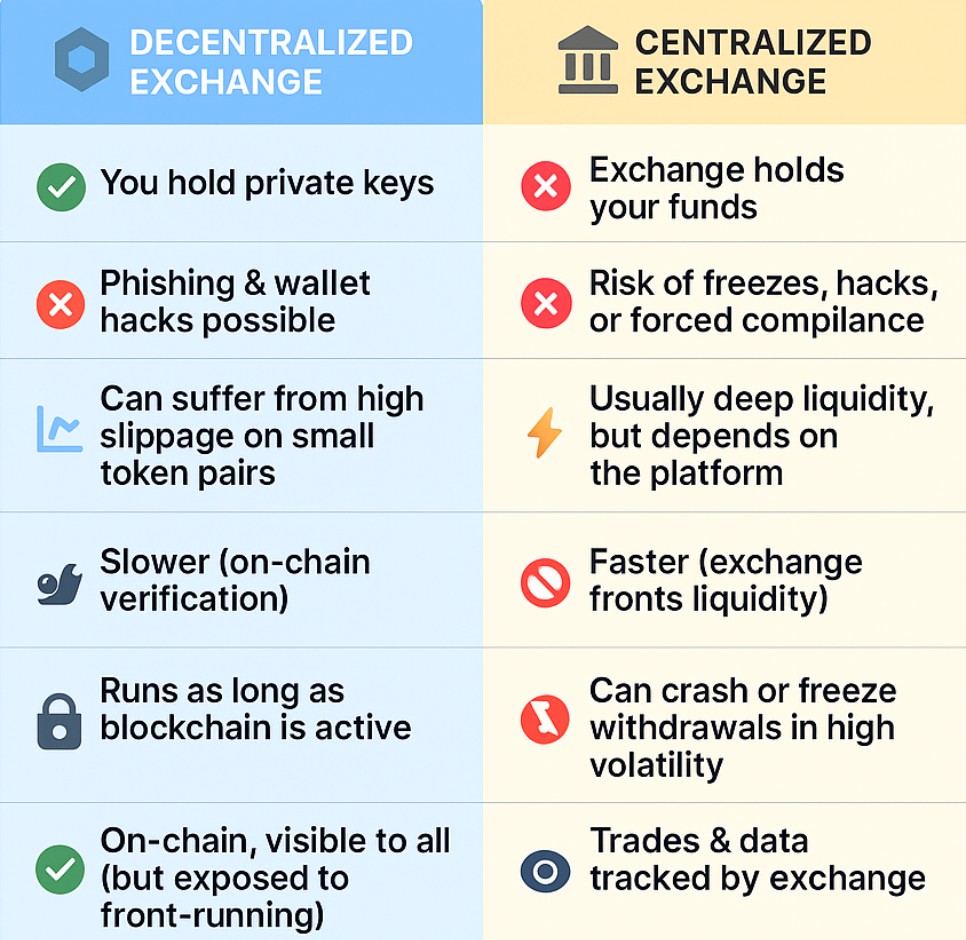 Decentralized vs centralized exchange