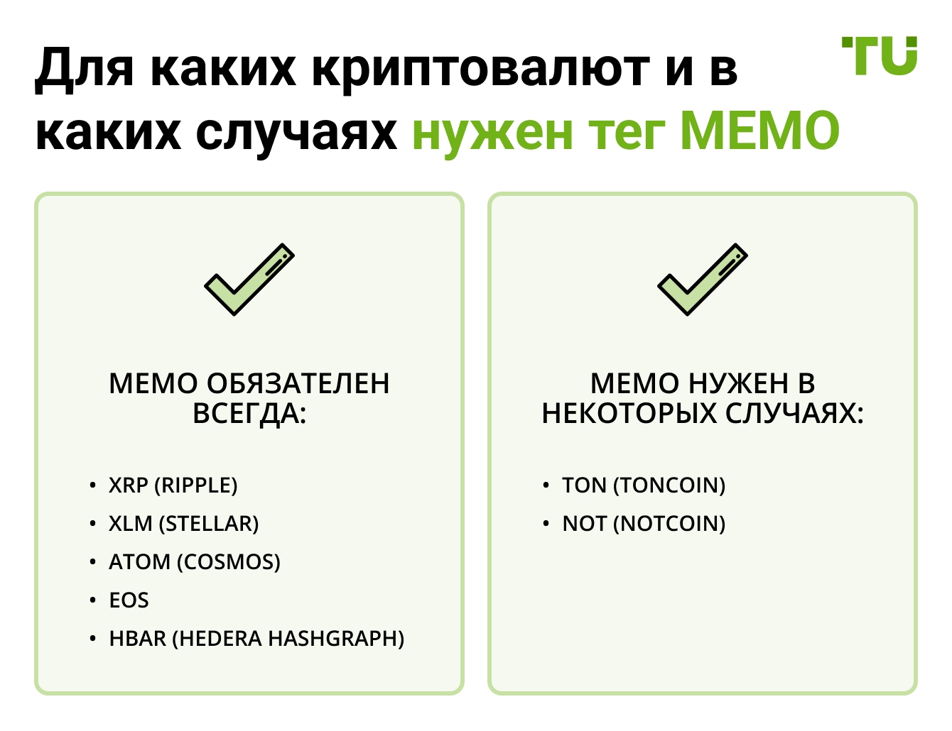 Для каких криптовалют и в каких случаях нужен тег MEMO