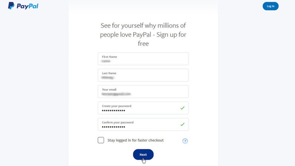 Создание учетной записи PayPal с новым адресом электронной почты