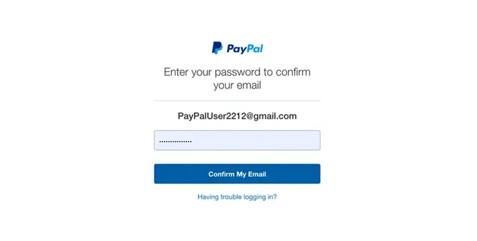 Вход в фейковый аккаунт PayPal