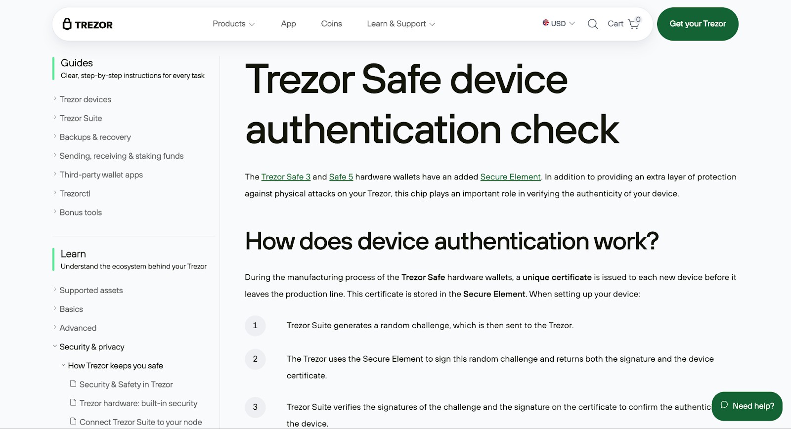 Trezor authenticity check