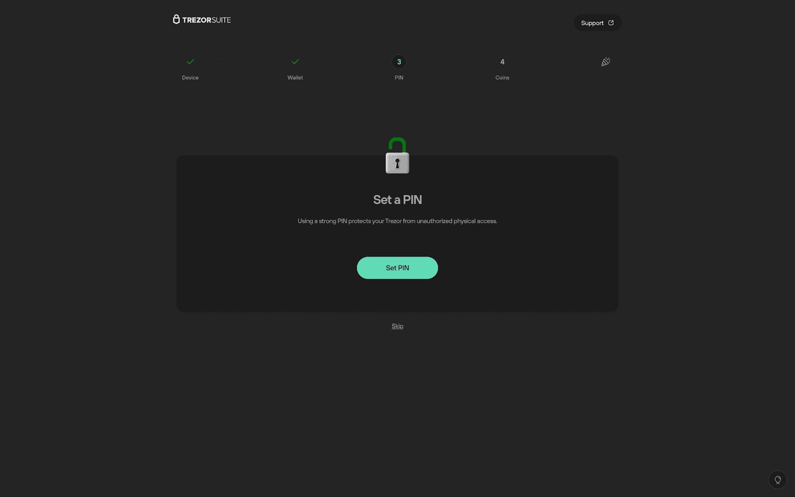 Trezor Pin set-up (Source: Trezor)