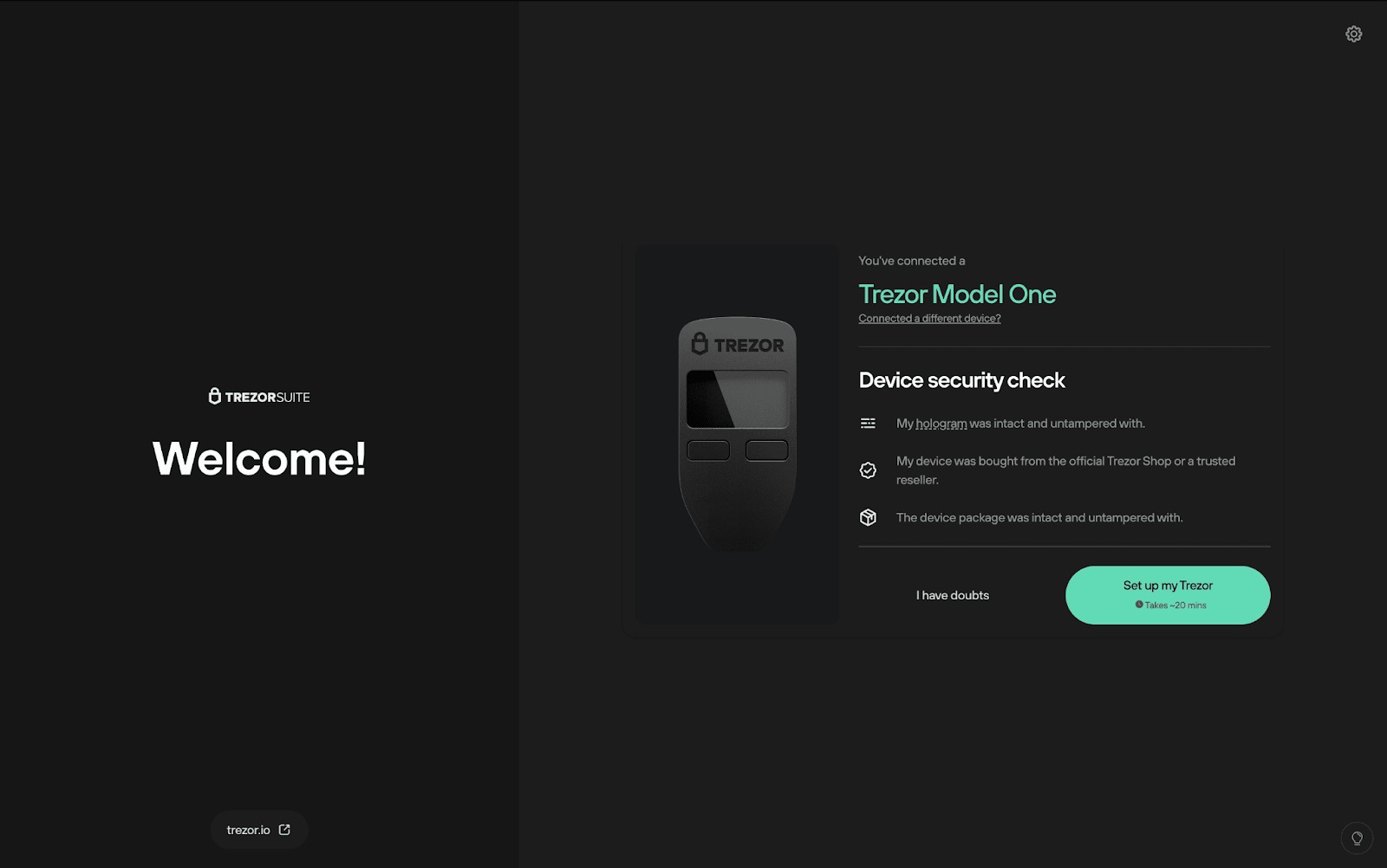 Trezor set-up (Source: Trezor)