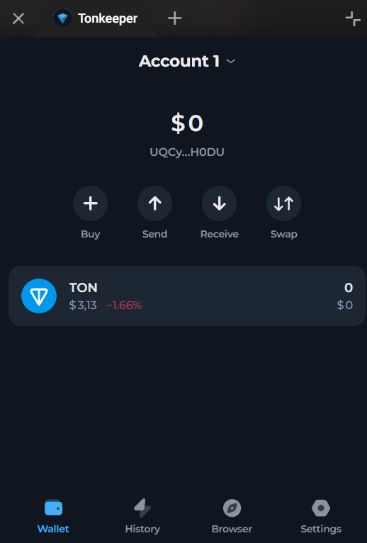 Інтерфейс Tonkeeper