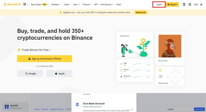Log in to your crypto exchange account