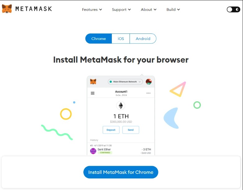 Вибір версії MetaMask для встановлення